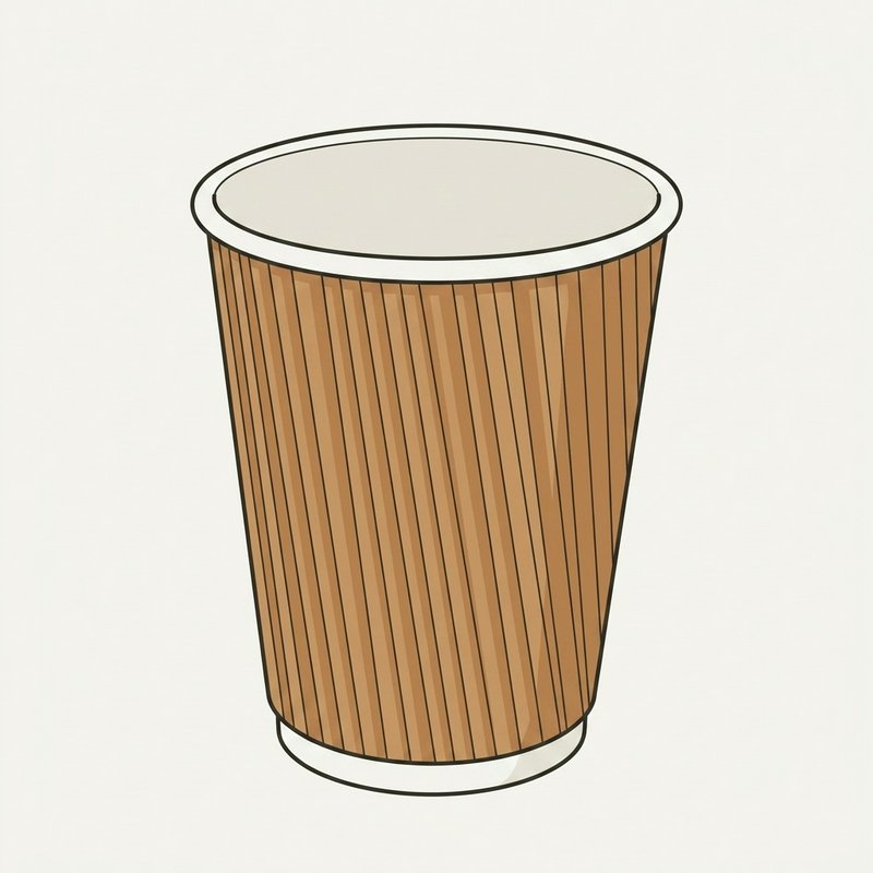 Illustration of 12oz Compostable Kraft Brown Ripple Paper Cup