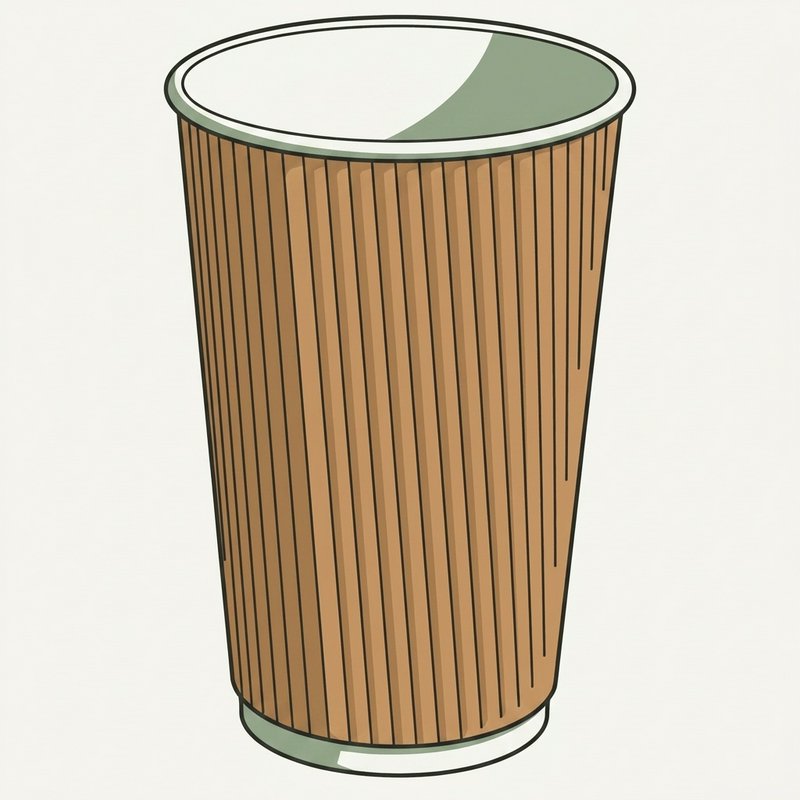 Illustration of Kraft Ripple Paper Cups 12oz